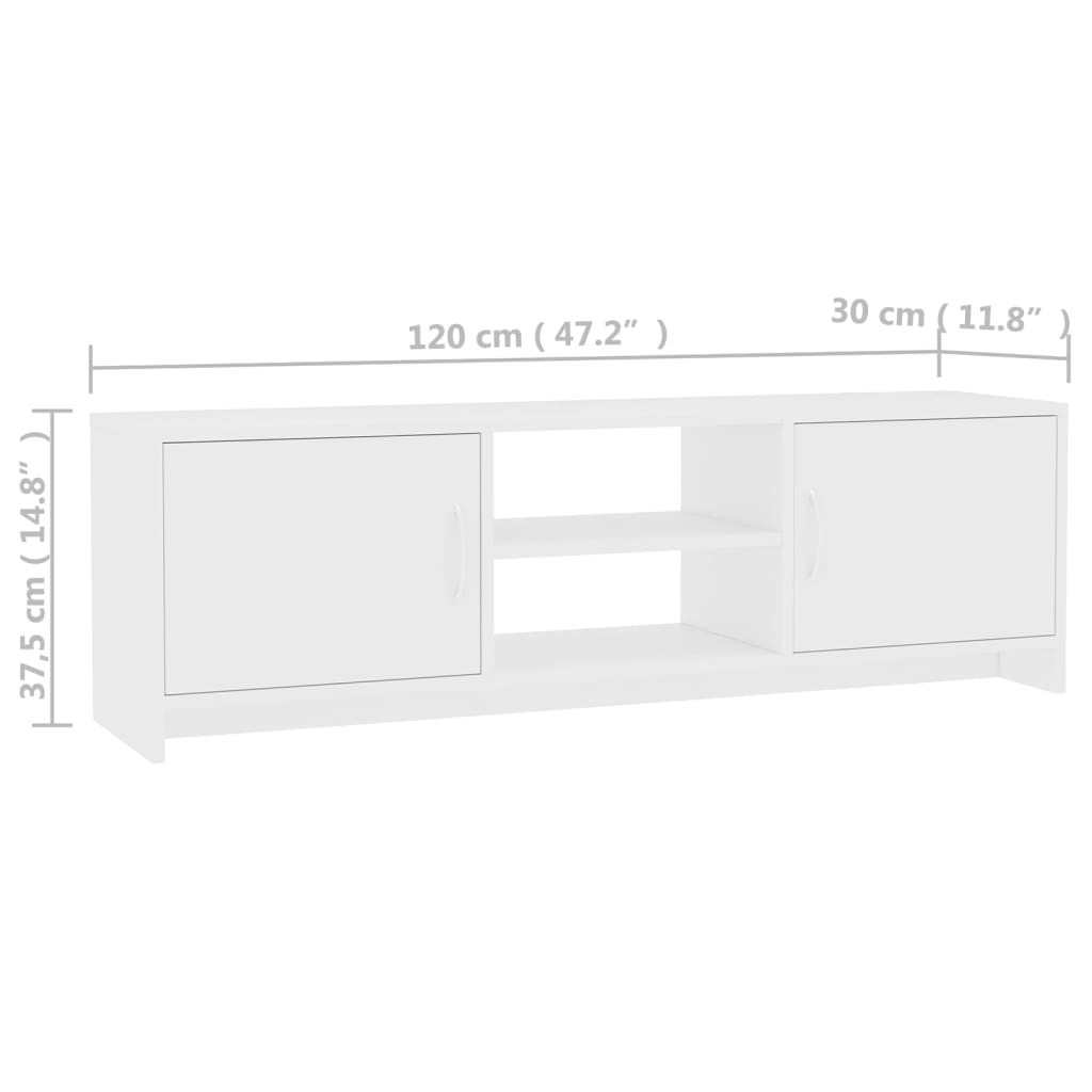 vidaXL TV omarica bela 120x30x37,5 cm iverna plošča