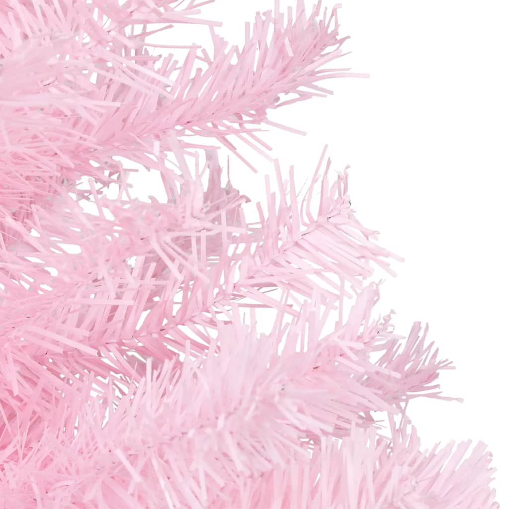 vidaXL Umetna osvetljena novoletna jelka s stojalom roza 120 cm PVC