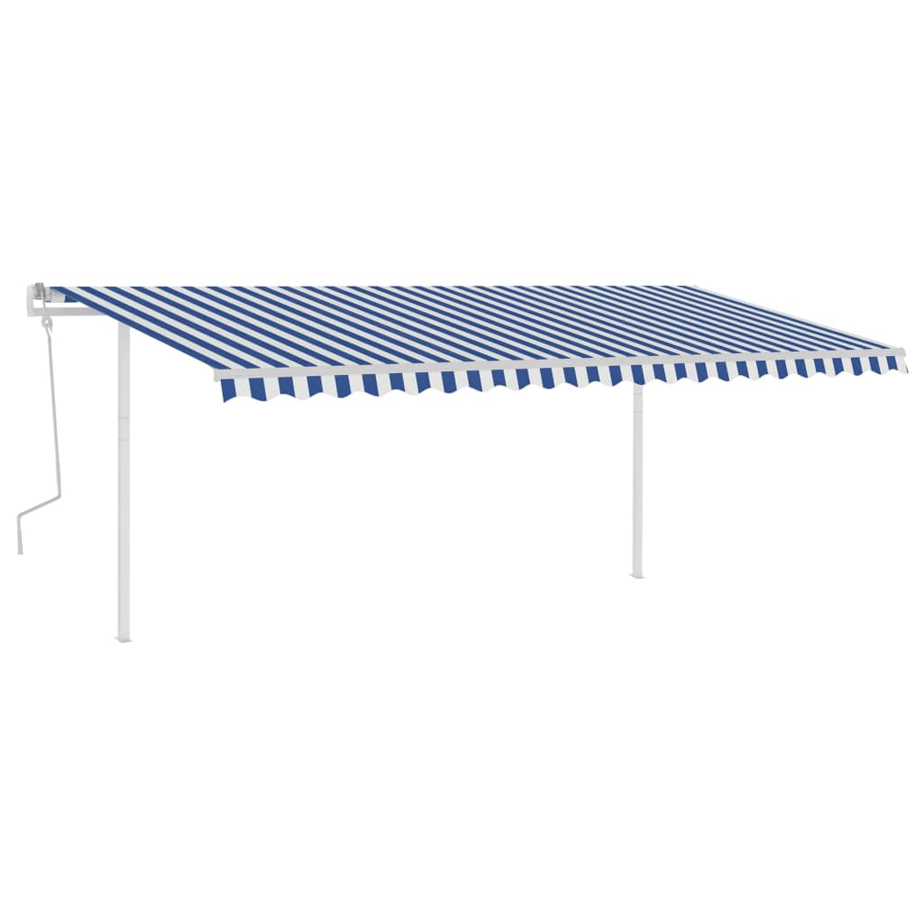 vidaXL Ročno zložljiva tenda s stebrički 5x3 m modra in bela