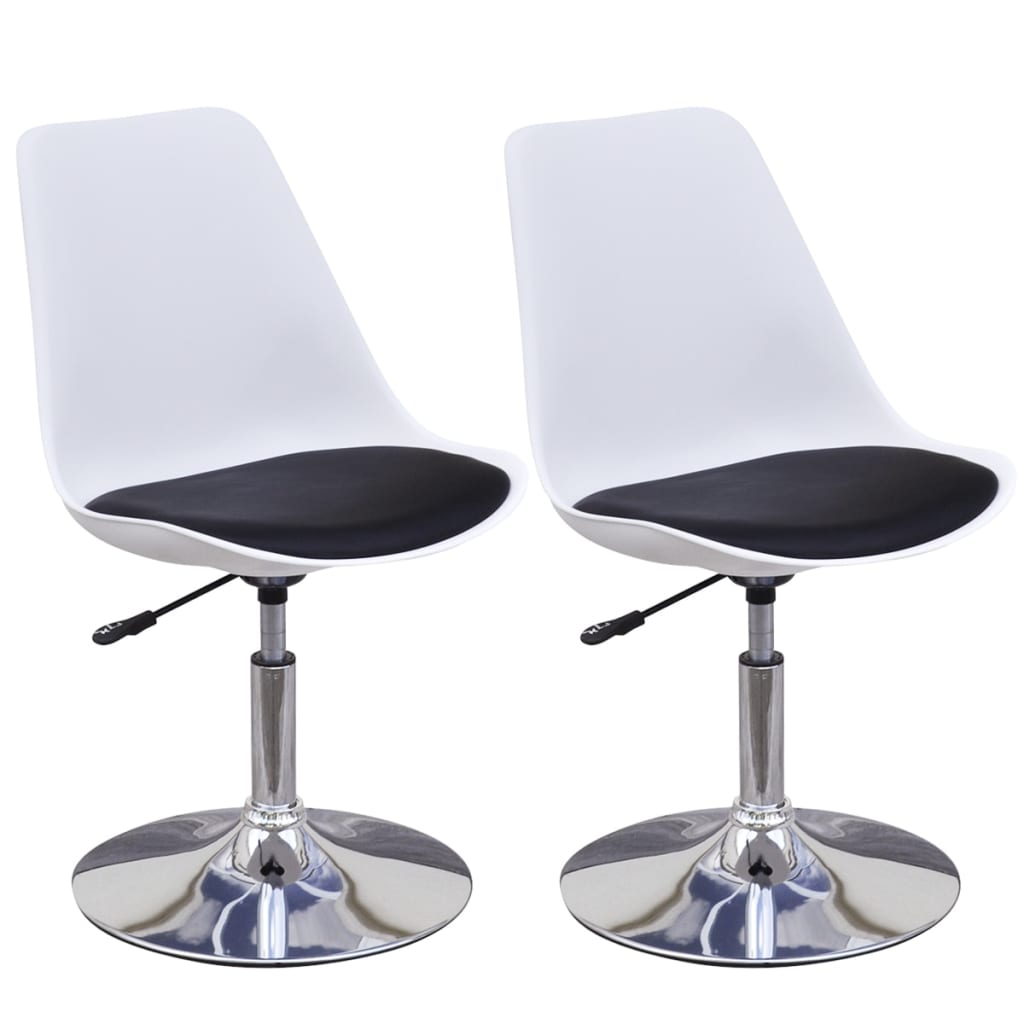 vidaXL Vrtljivi jedilni stoli 2 kosa belo in črno umetno usnje