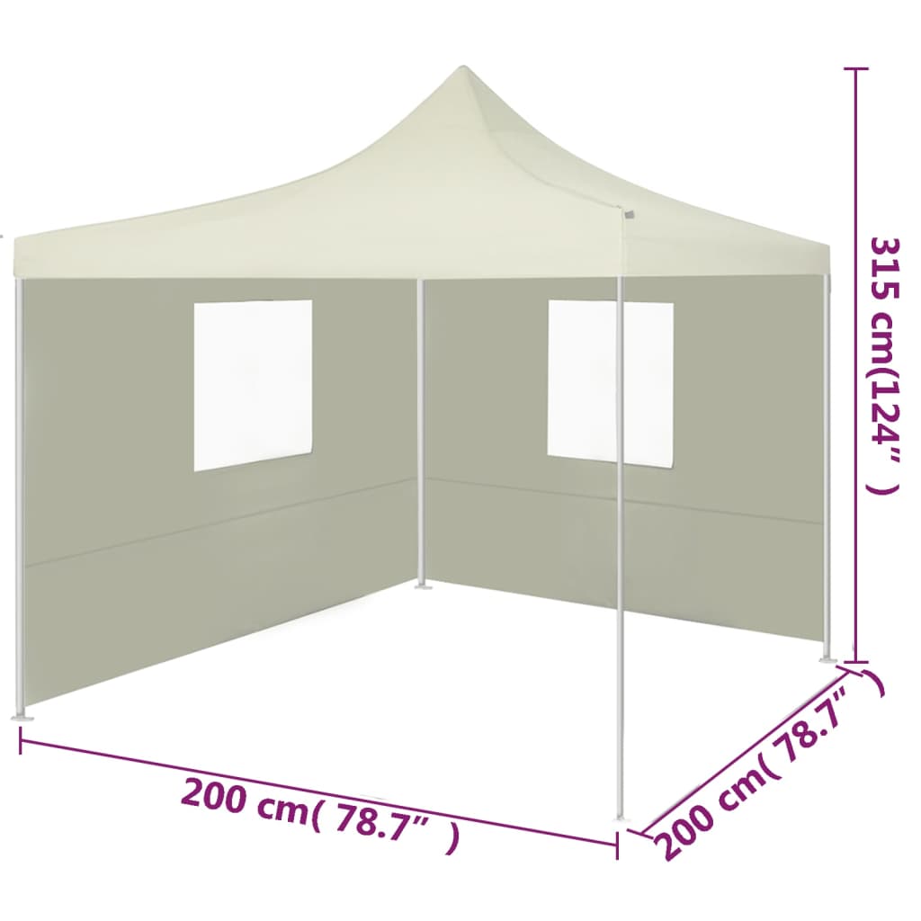 vidaXL Profesionalen zložljiv vrtni šotor z 2 stranicama 2x2 m krem