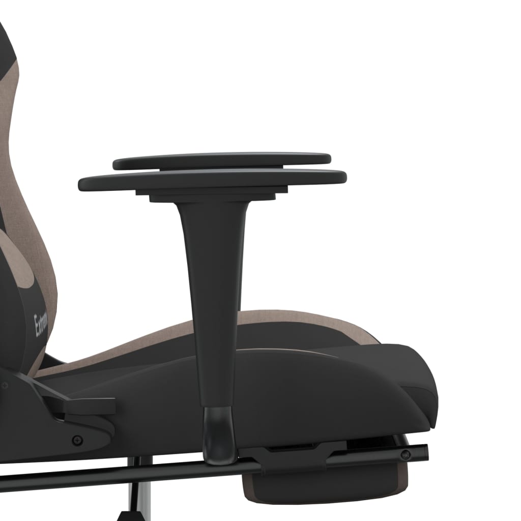 vidaXL Masažni gaming stol z oporo za noge črno in taupe blago