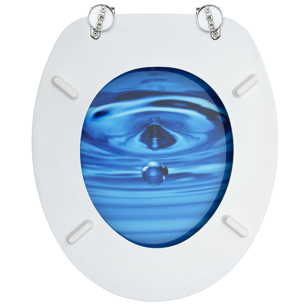 vidaXL Deska za WC školjko MDF modra dizajn vodne kapljice