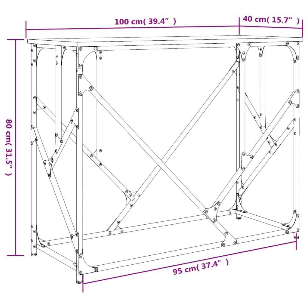 vidaXL Konzolna mizica rjavi hrast 100x40x80 cm inženirski les