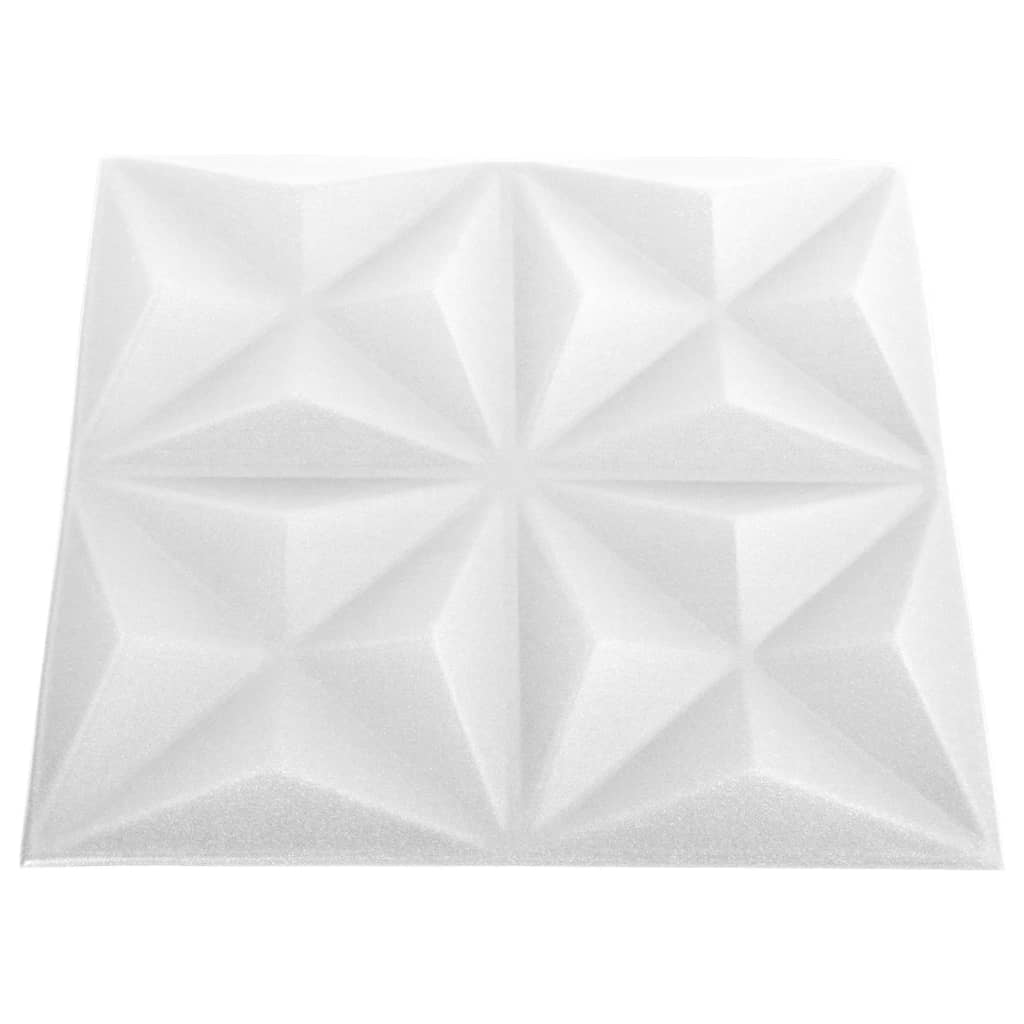 vidaXL 3D stenski paneli 12 kosov 50x50 cm origami beli 3 m²