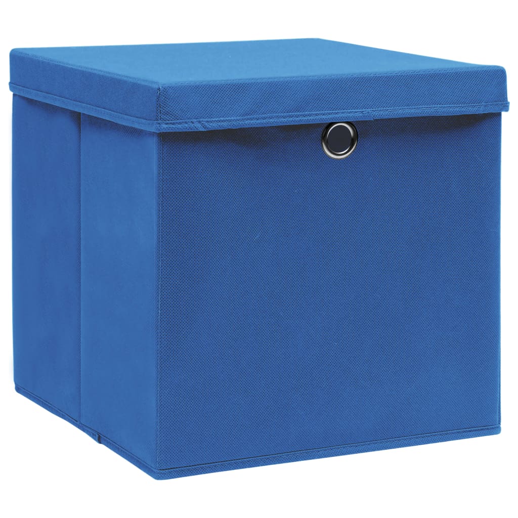 vidaXL Škatle za shranjevanje s pokrovi 10 kosov modre 32x32x32 cm