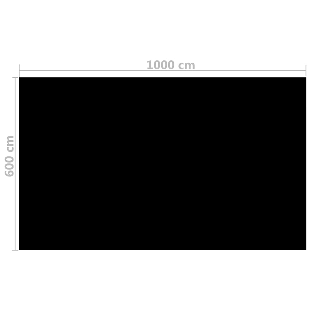 vidaXL Pravokotno pokrivalo za bazen 1000x600 cm PE črno