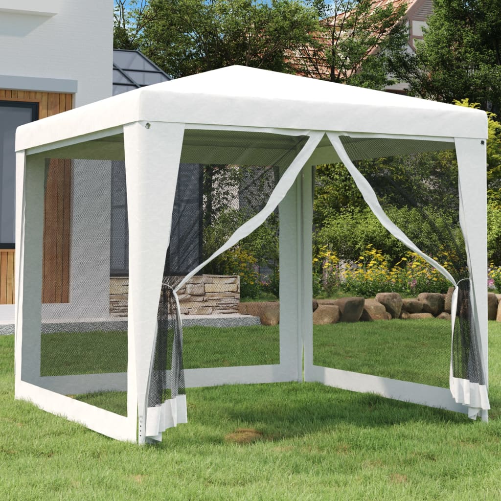 vidaXL Vrtni šotor s 4 mrežastimi stranicami 2,5x2,5 m bel