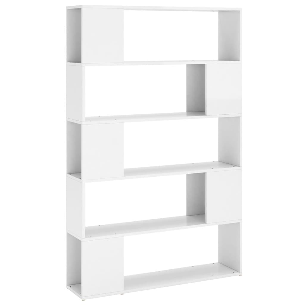 vidaXL Knjižna omara za razdelitev prostora sijaj bela inženirski les