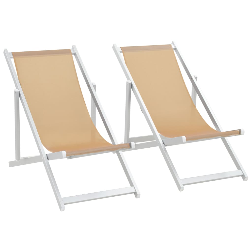 vidaXL Zložljivi stoli za na plažo 2 kosa aluminij in tekstil krem