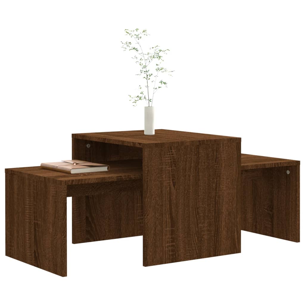 vidaXL Komplet klubskih mizic rjavi hrast 100x48x40 cm konstruiran les