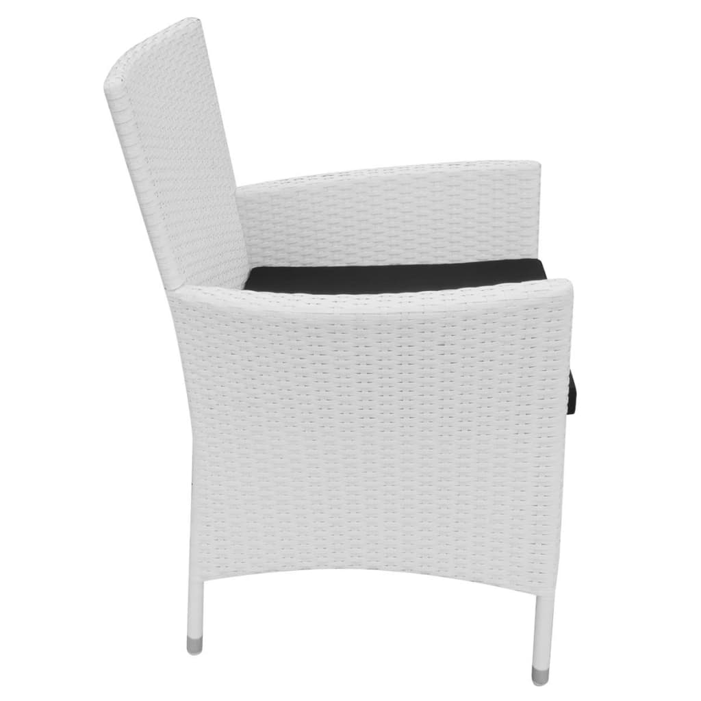 vidaXL Vrtni stoli 2 kosa z blazinami poli ratan kremno bele barve