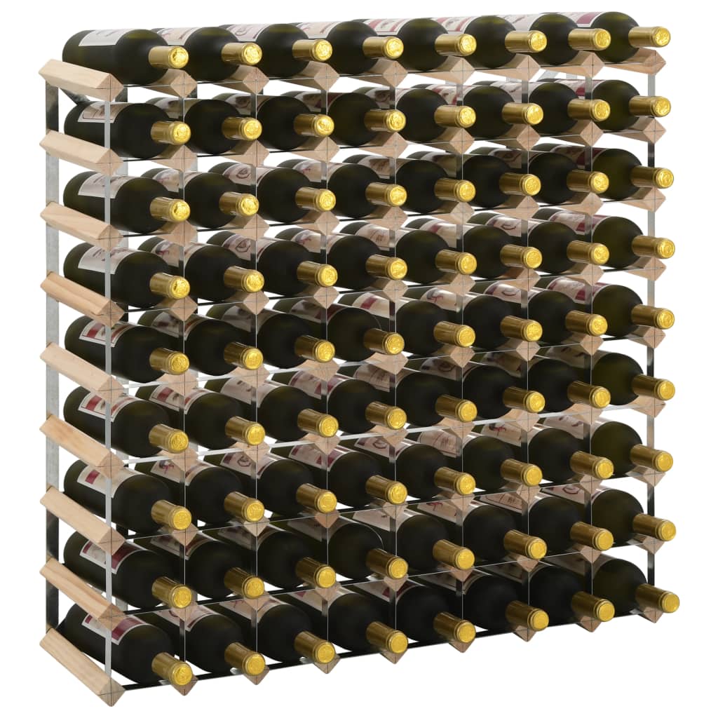 vidaXL Stojalo za vino za 72 steklenic trdna borovina