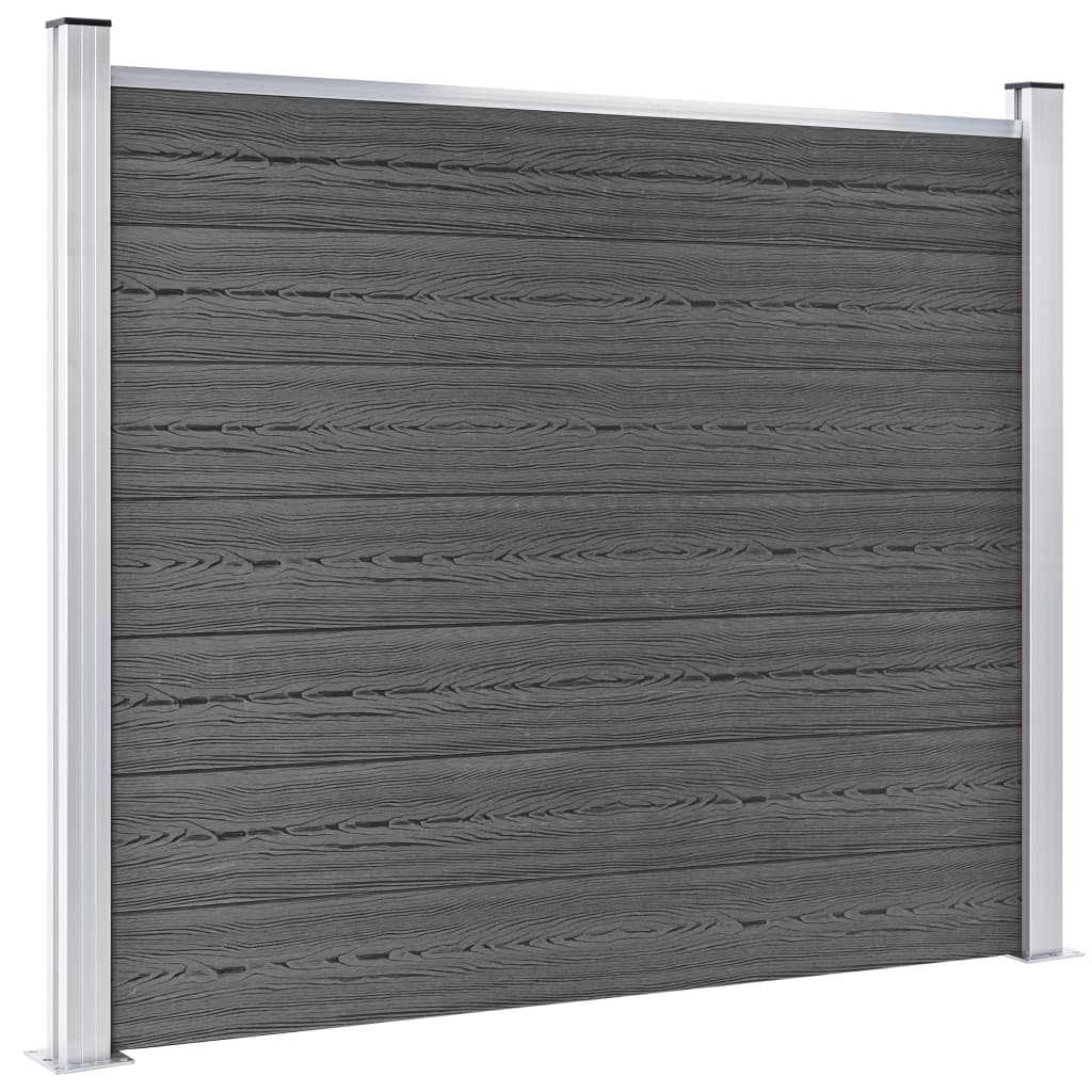 vidaXL Komplet ograjnih panelov WPC 353x146 cm črn