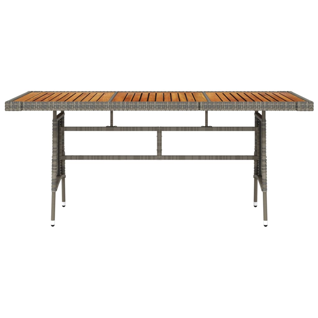 vidaXL Vrtna miza siva 160x70x72 cm poli ratan in trden akacijev les