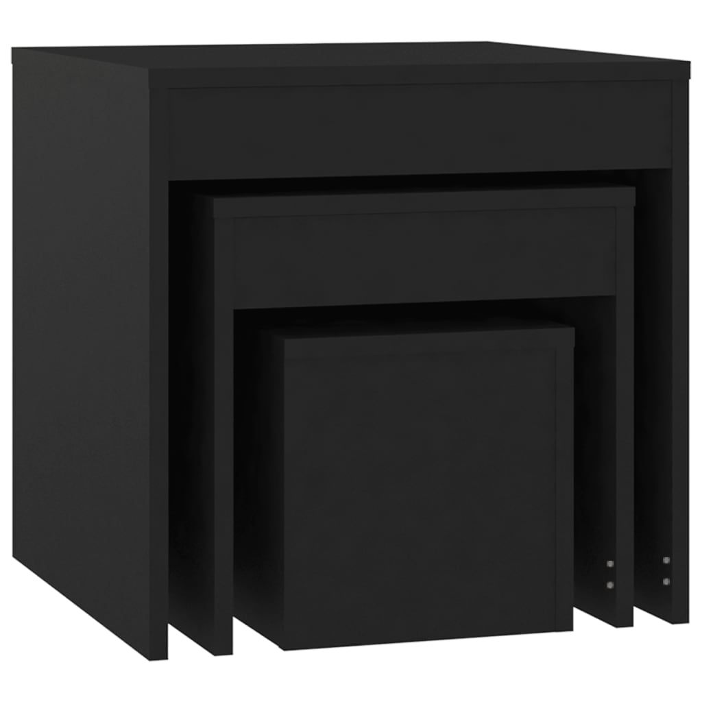 vidaXL Komplet mizic 3 kosi črne barve iverna plošča
