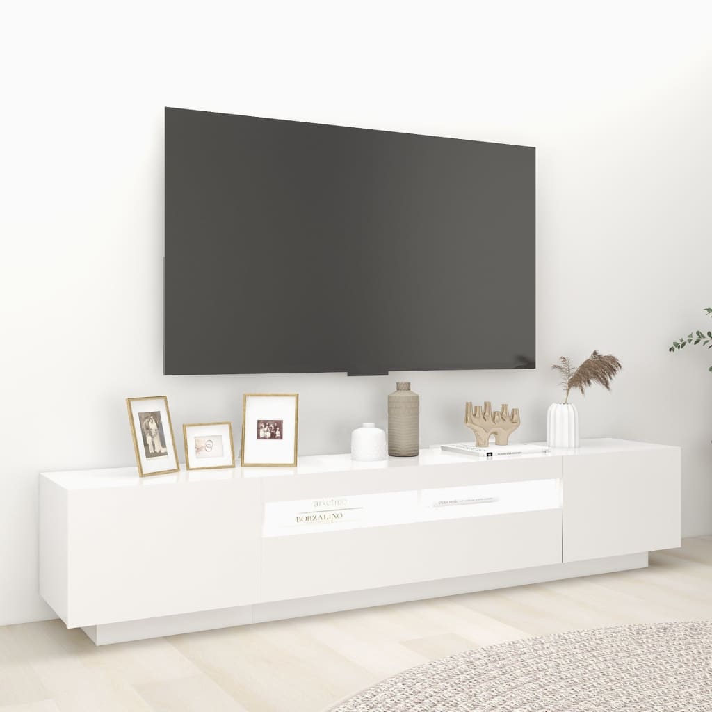 vidaXL TV omarica z LED lučkami bela 200x35x40 cm