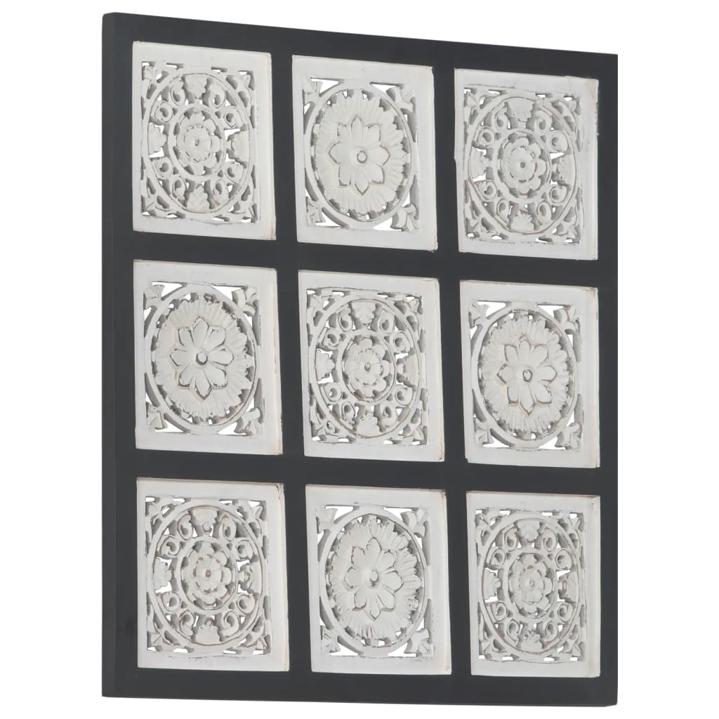 vidaXL Ročno izrezljani stenski panel MDF 60x60x1,5 cm črn in bel