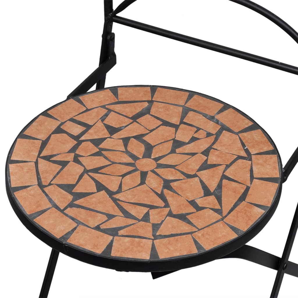 vidaXL Bistro garnitura z mozaikom 3-delna keramične ploščice terakota