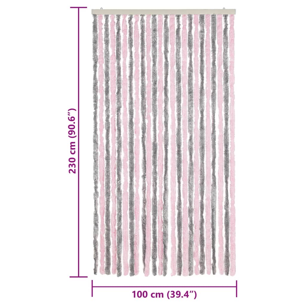 vidaXL Zavesa proti mrčesu srebrno siva in roza 100x230 cm šenilja