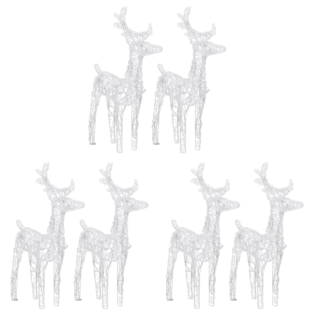 vidaXL Božični severni jeleni 6 kosov hladno beli 240 LED akril
