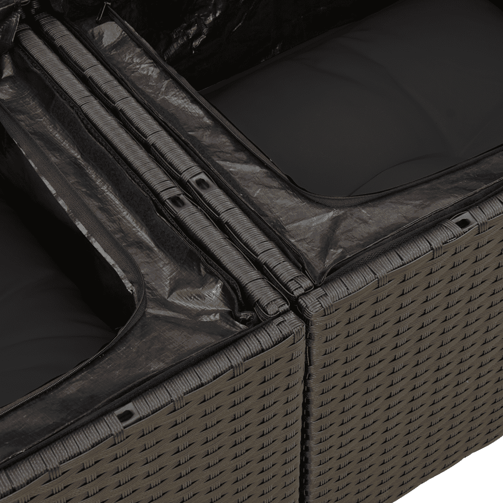 vidaXL Vrtna sedežna garnitura 12-delna z blazinami črn poli ratan