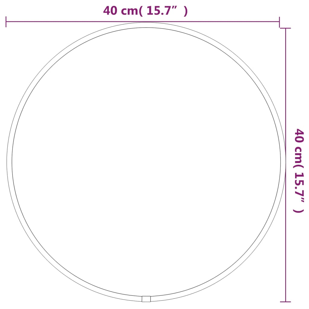 vidaXL Stensko ogledalo črno Ø 40 cm okroglo