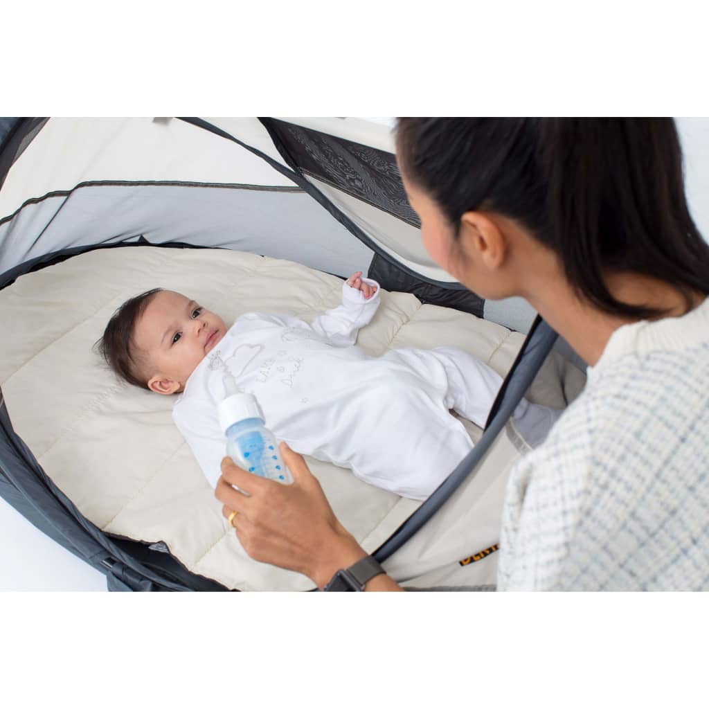 DERYAN Zložljiva potovalna posteljica Baby Luxe s komarnikom krem