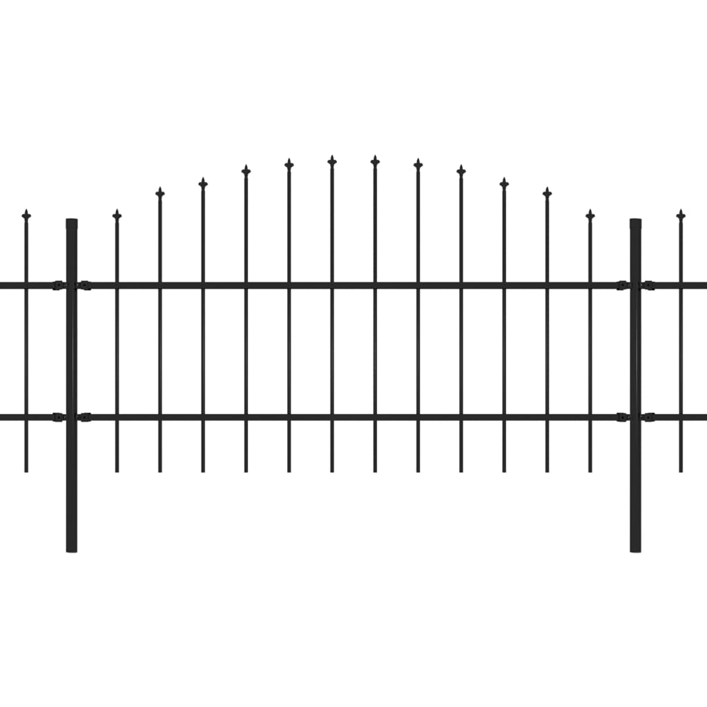 vidaXL Vrtna ograja s koničastimi vrhovi jeklo (0,75-1)x1,7 m črna