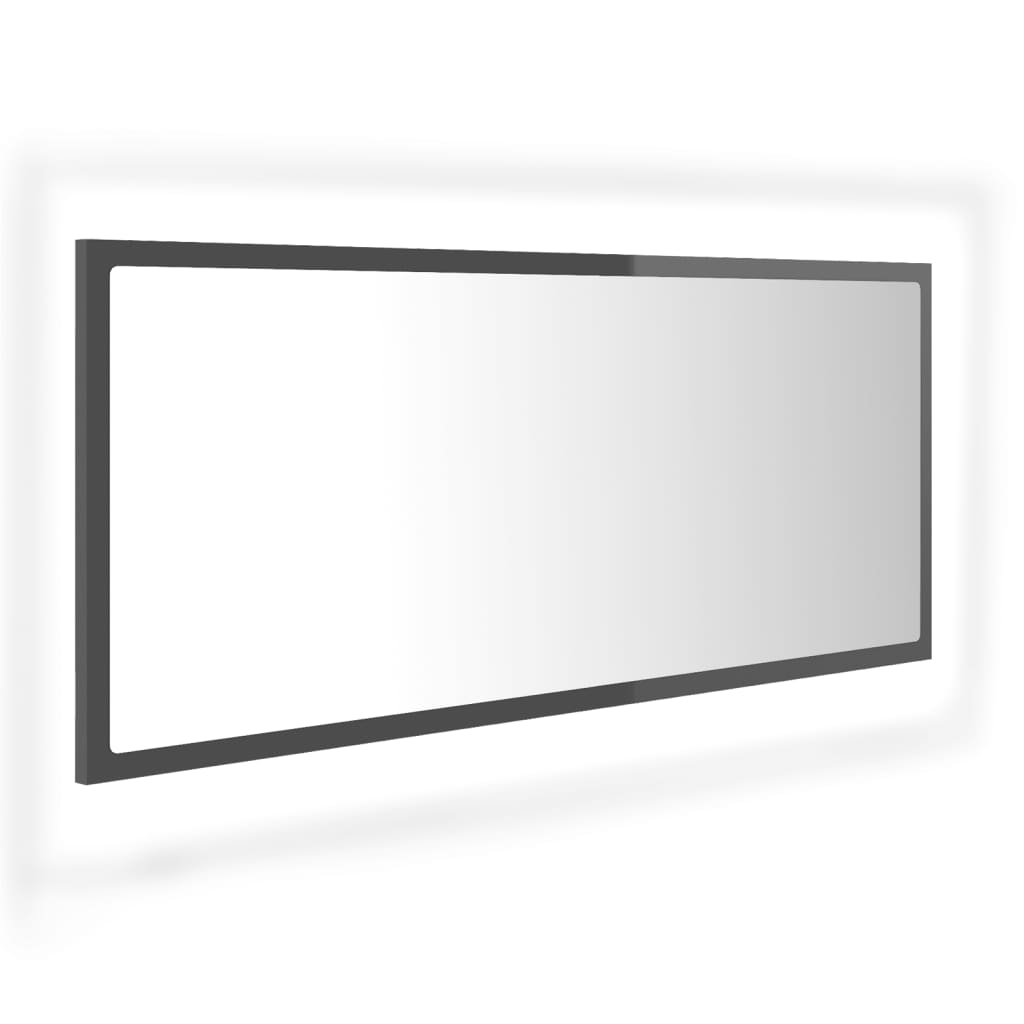 vidaXL LED kopalniško ogledalo visok sijaj sivo 100x8,5x37 cm akril
