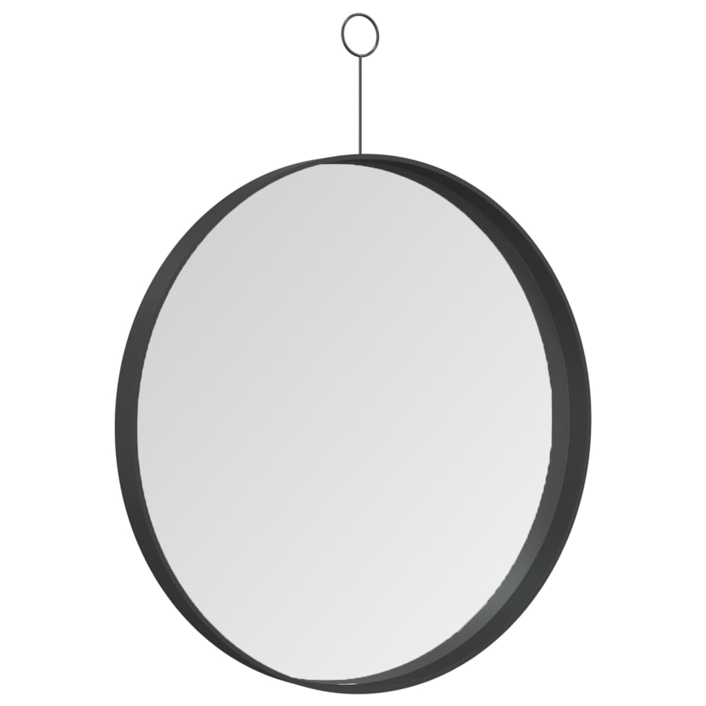 vidaXL Viseče ogledalo s kavljem črno 40 cm