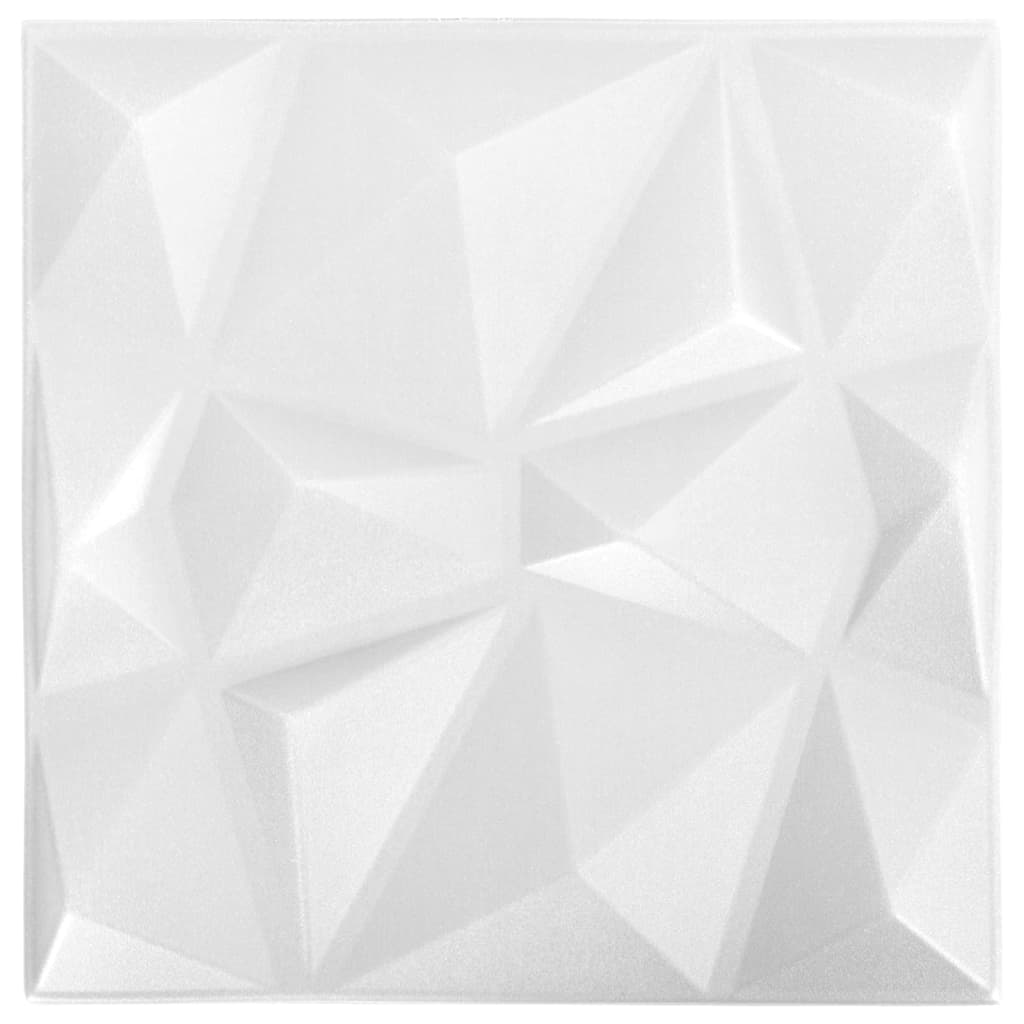 vidaXL 3D stenski paneli 48 kosov 50x50 cm diamantno beli 12 m²