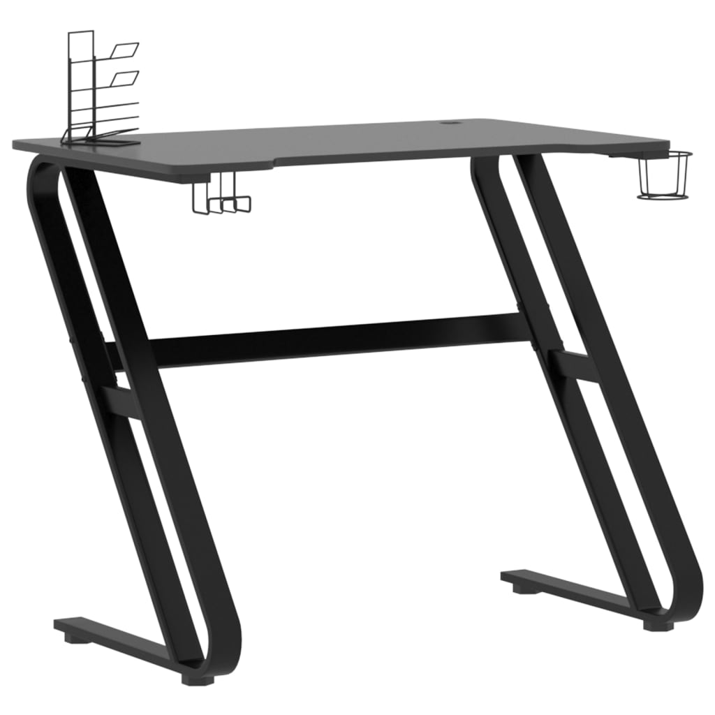 vidaXL Gaming miza z nogami ZZ-oblike črna 90x60x75 cm
