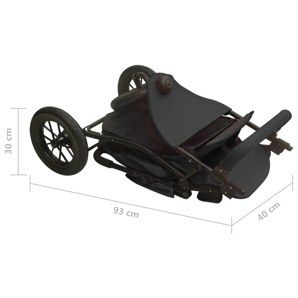 vidaXL Otroški voziček antraciten jeklen