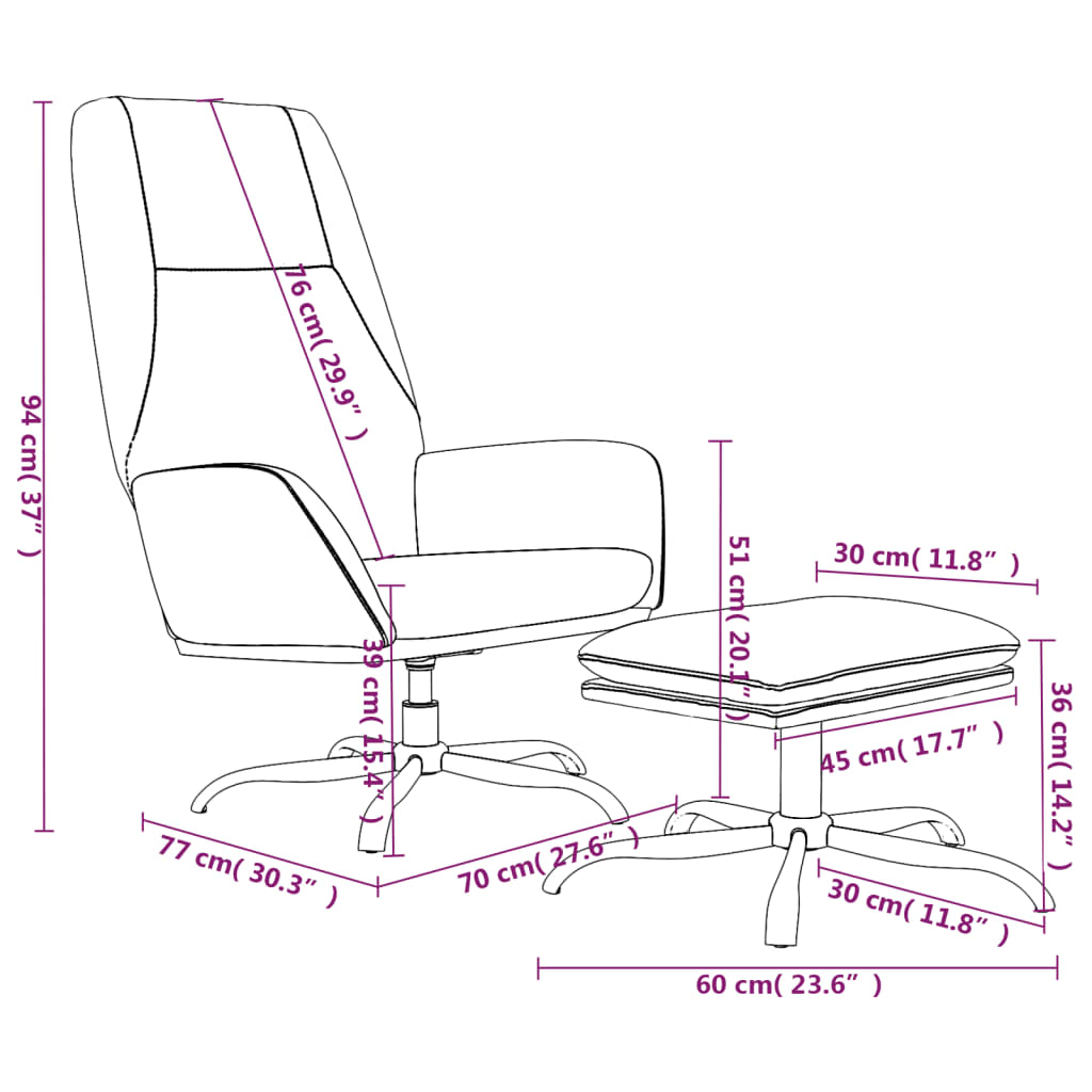 vidaXL Stol za sproščanje s stolčkom rjava tkanina iz mikrovlaken