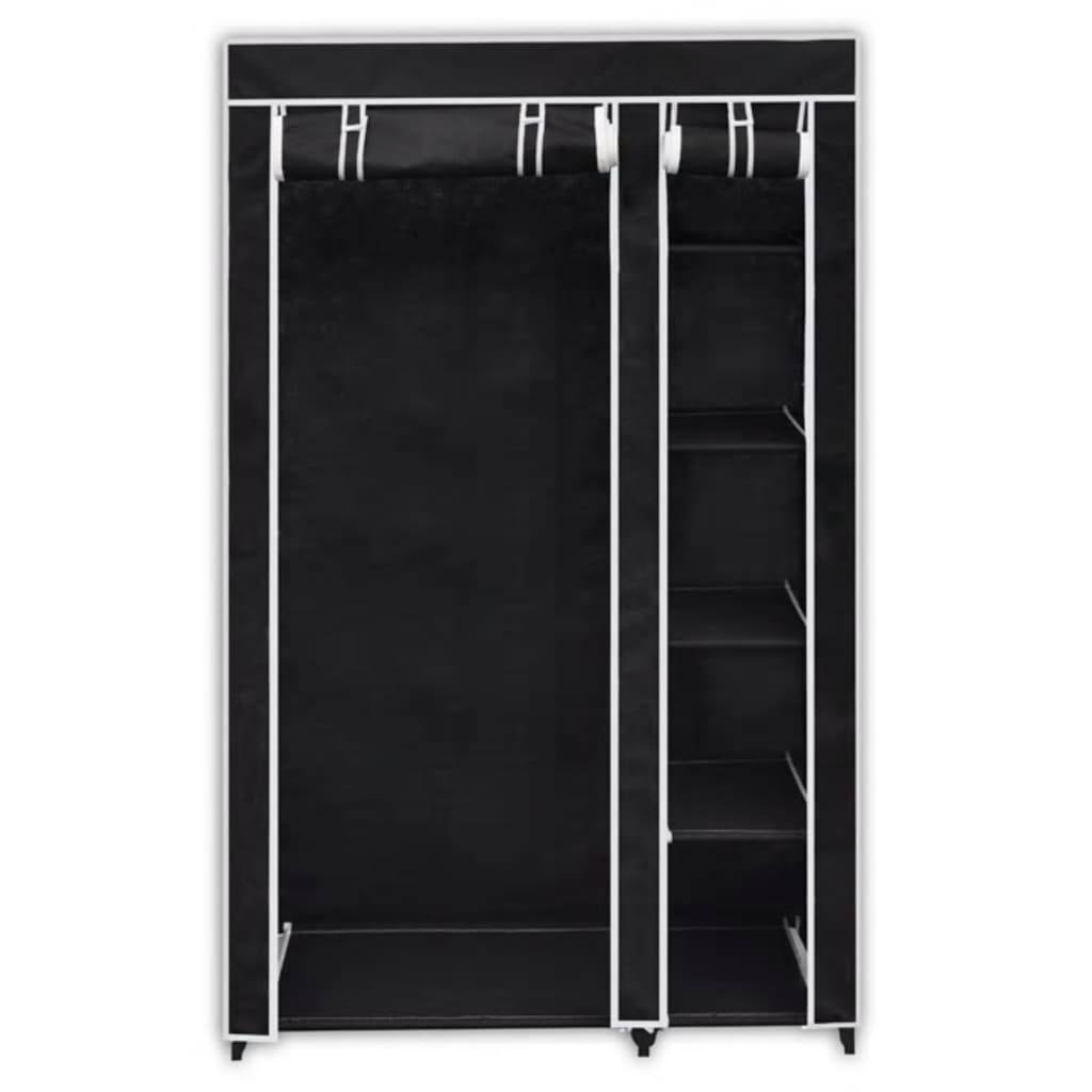 vidaXL Zložljiva garderobna omara črne barve 110 x 45 x 175 cm