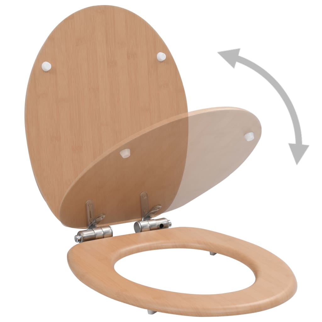 vidaXL Deska za WC školjko počasno zapiranje MDF dizajn bambusa