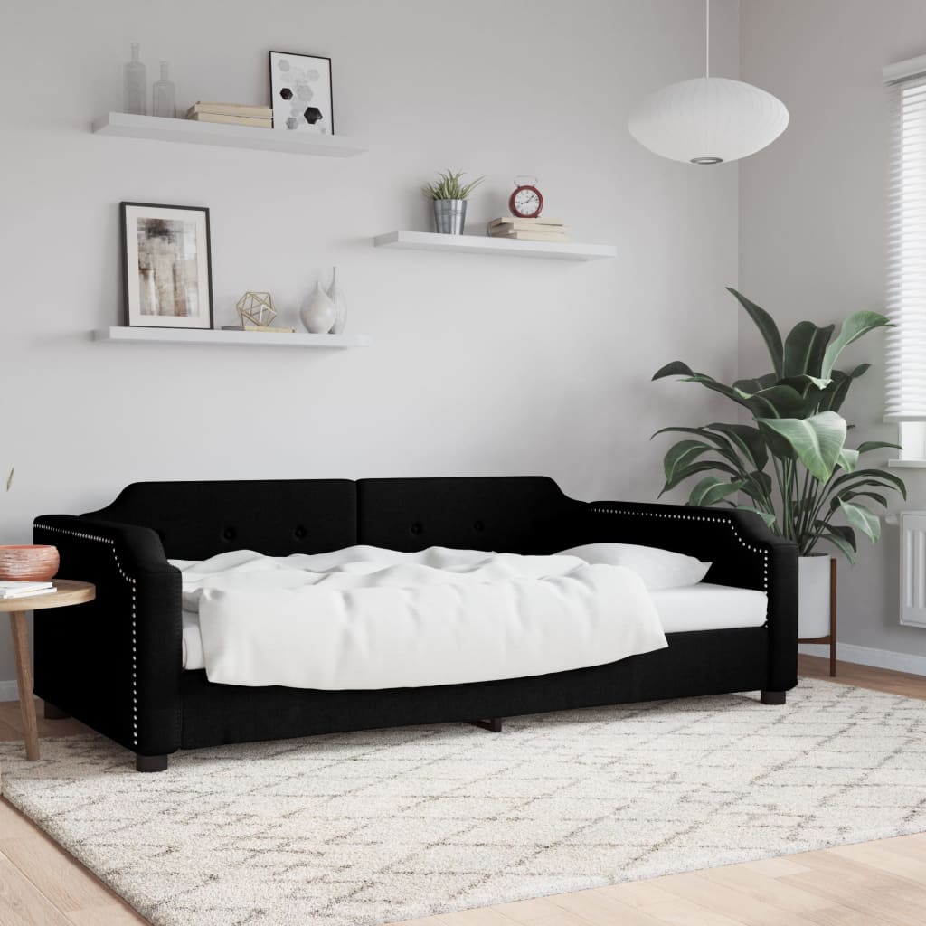 vidaXL Raztegljiva postelja črna 80x200 cm blago