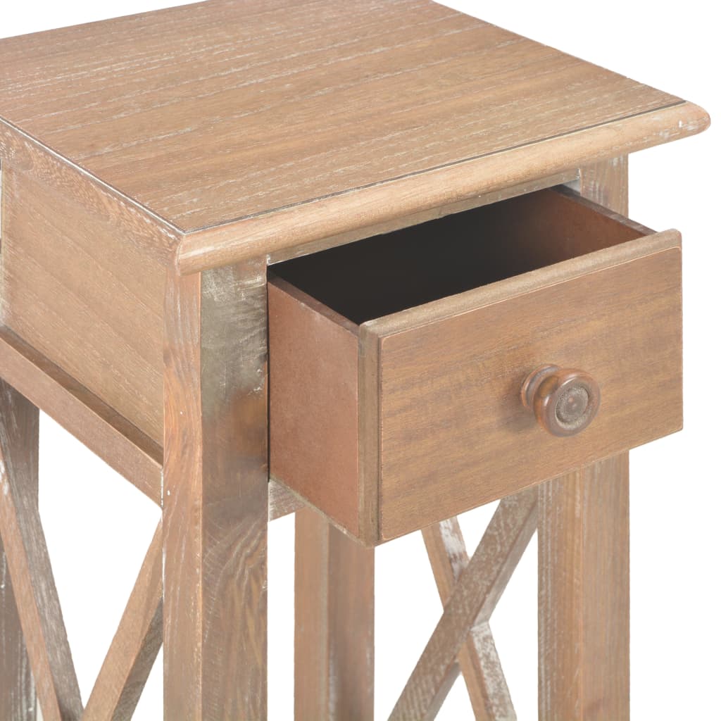 vidaXL Stranska mizica iz lesa 27x27x65,5 cm rjava