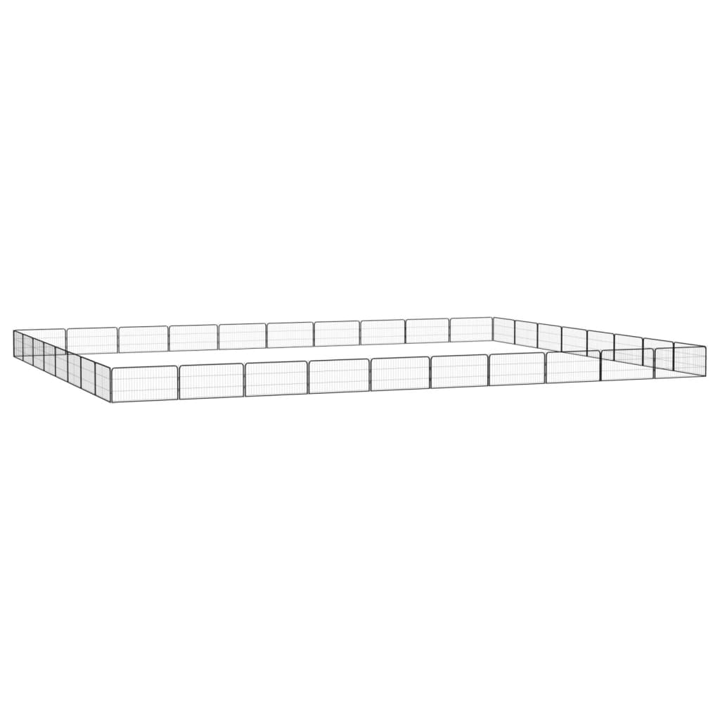 vidaXL Pasja ograda s 36 paneli črna 100x50 cm prašno barvano jeklo