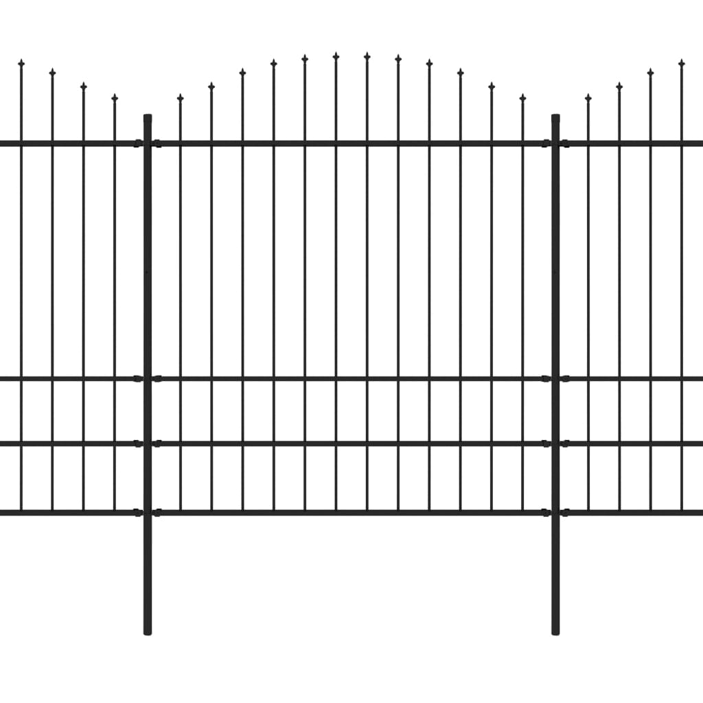 vidaXL Vrtna ograja s koničastimi vrhovi jeklo (1,75-2)x1,7 m črna