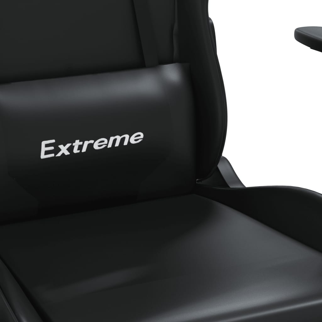 vidaXL Masažni gaming stol črno umetno usnje