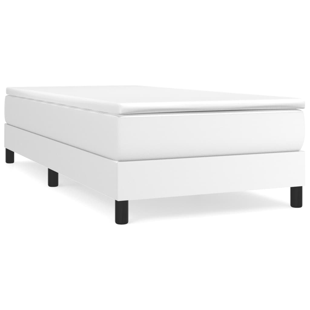 vidaXL Box spring postelja z vzmetnico bela 80x200 cm umetno usnje