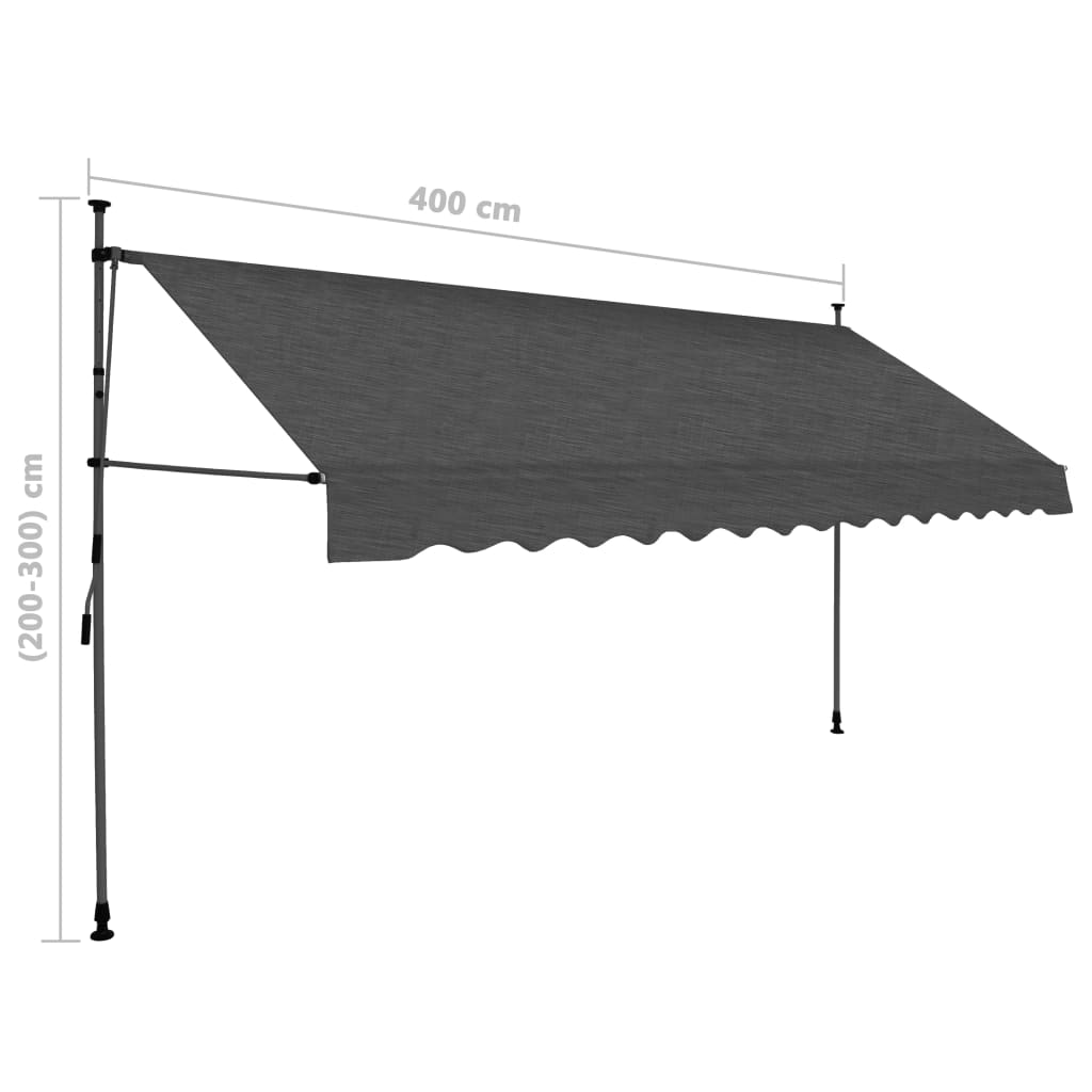 vidaXL Ročno zložljiva tenda z LED lučkami 400 cm antracitna