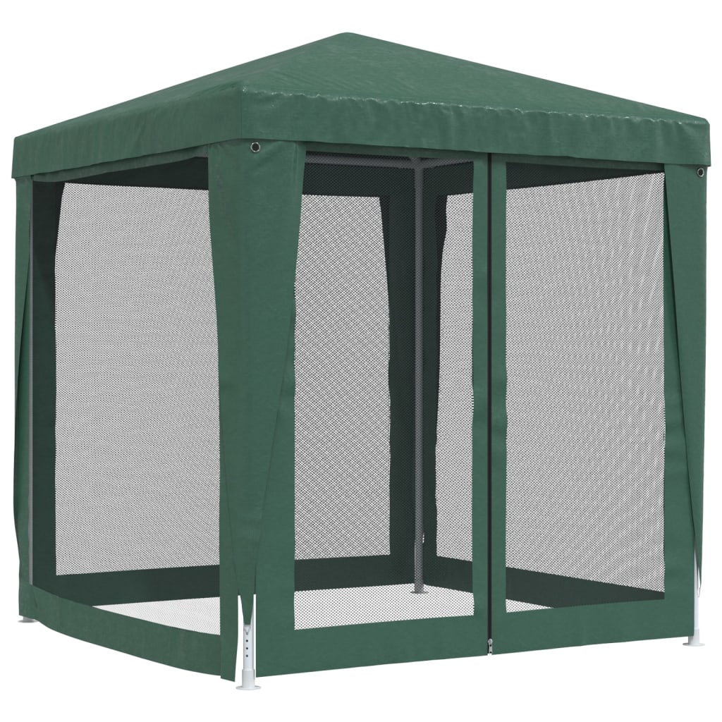 vidaXL Vrtni šotor s 4 mrežastimi stranicami zelen 2x2 m HDPE