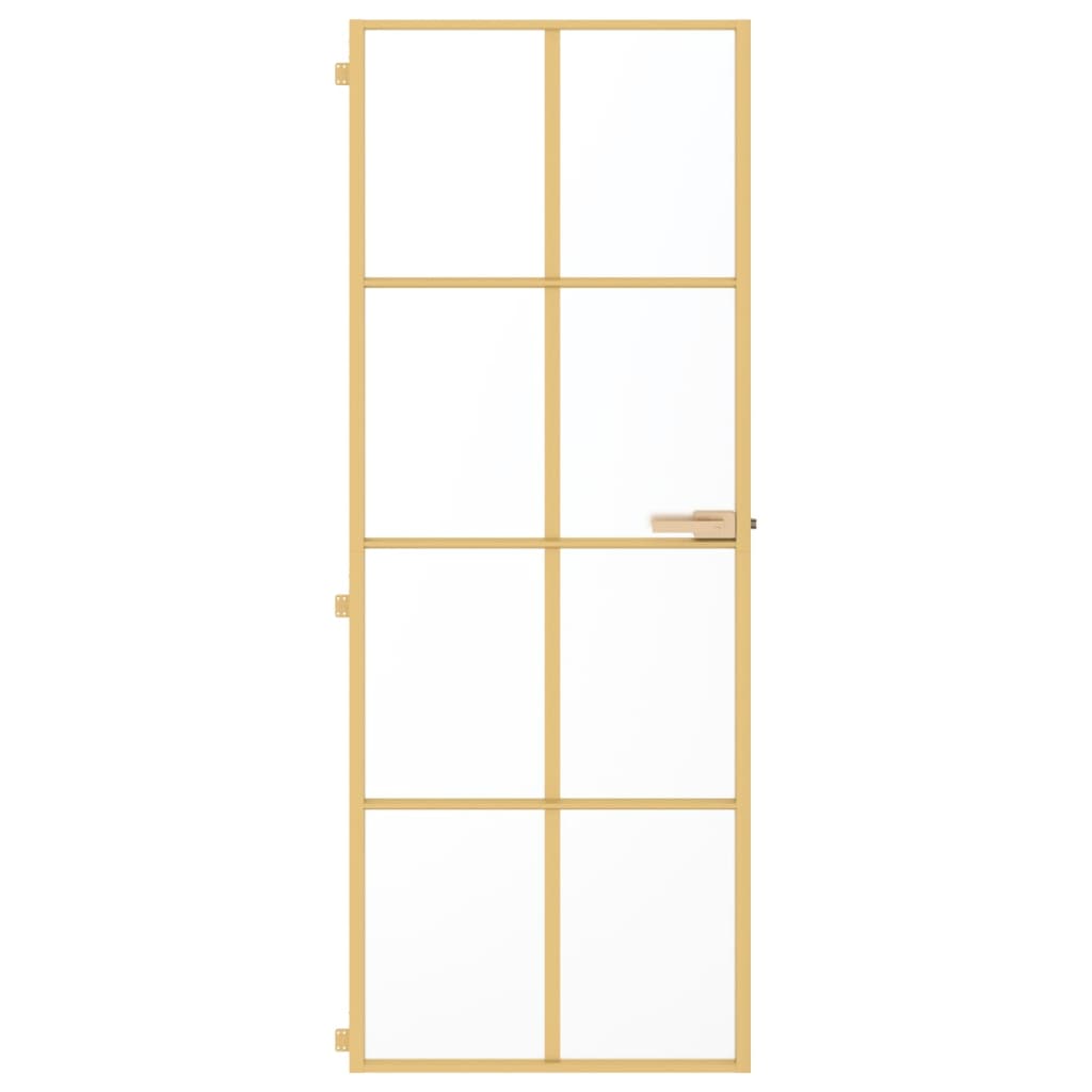 vidaXL Notranja vrata ozka zlata 76x201,5cm kaljeno steklo in aluminij