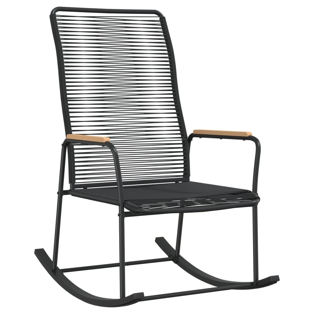 vidaXL Vrtni gugalni stol črn 59x79,5x104 cm PVC ratan