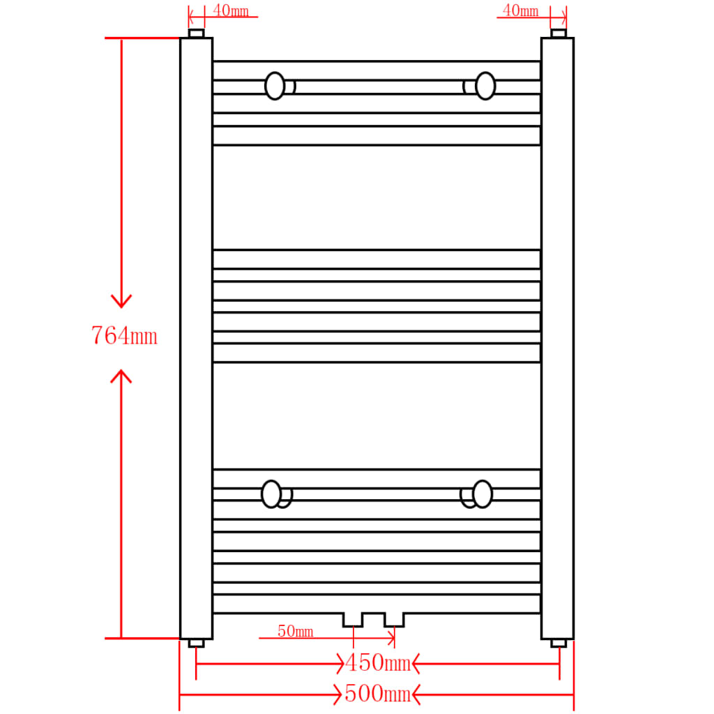 Kopalniški cevni radiator za centralno ogrevanje raven 500x764 mm črn