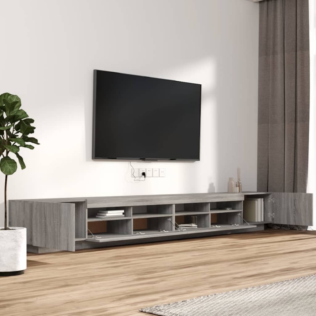 vidaXL Komplet TV omaric LED 3-delni siva sonoma inženirski les
