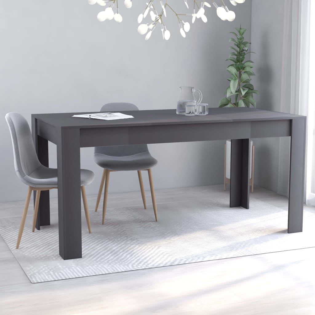 vidaXL Jedilna miza siva 160x80x76 cm iverna plošča